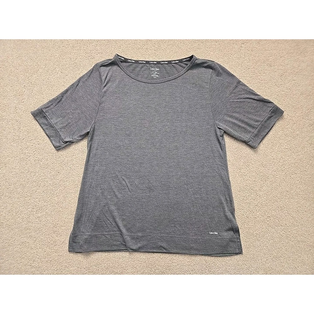 Calvin Klein Sleepwear Lounge T-Shirt Womens Large GrayShort Sleeve Round‎ Neck